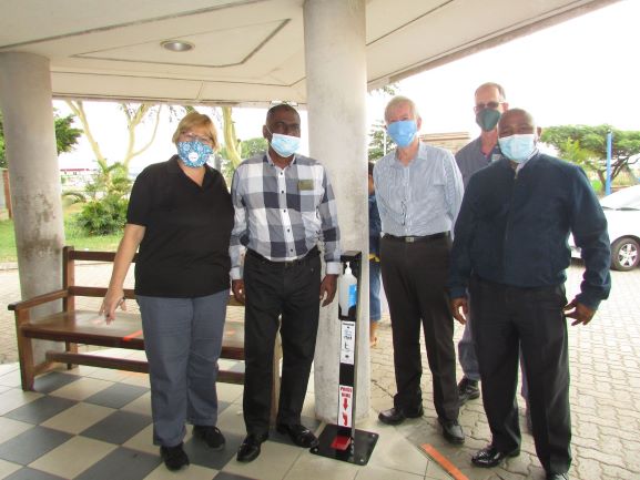 hands-free-sanitiser-dispensers-mounted-at-SAPS Richards-bay-and-Empangeni